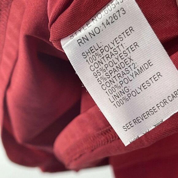 Red Lace Illusion Dress Womens Size Large 3/4 Sleeve Shift Holiday Cocktail Wear - Picture 7 of 7